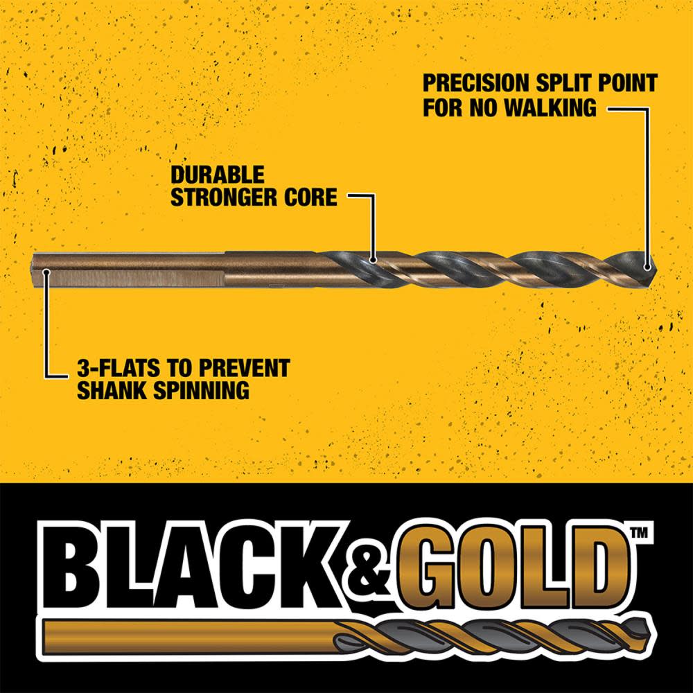 DEWALT Drill Bit Set Split Point Black & Gold 14pc - Ascmtools