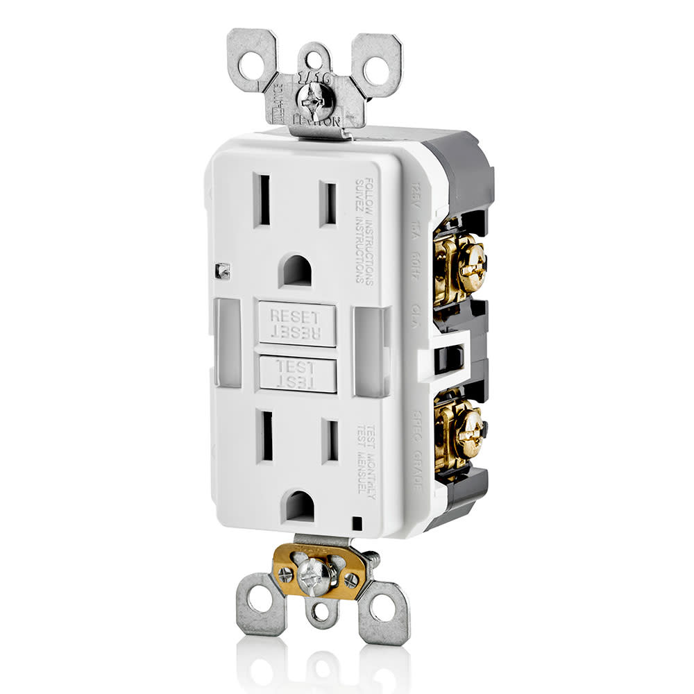 Leviton SmartlockPro GFCI Outlet 15A 125V Duplex White NEMA 5-15R - Ascmtools