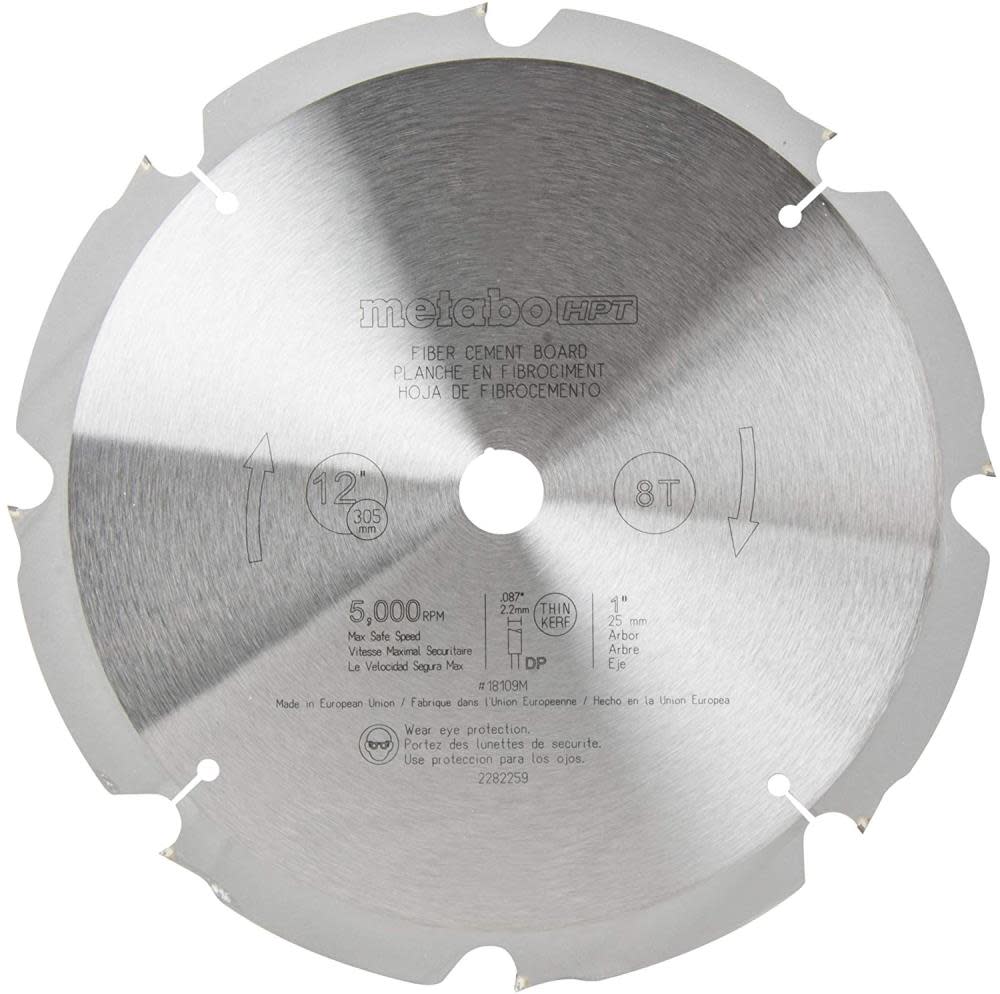 Metabo HPT 8 Teeth Polycrystalline Diamond 12″ Dry Cutting Fiber Cement Saw Blade - Ascmtools