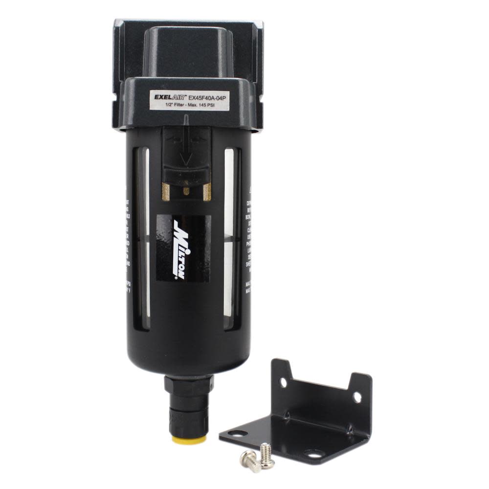 Milton EXELAIR FRL Air Filter – 1/2″ NPT – Polycarbonate Bowl Automatic Float/Overnight (EX45F40A-04P) - Ascmtools