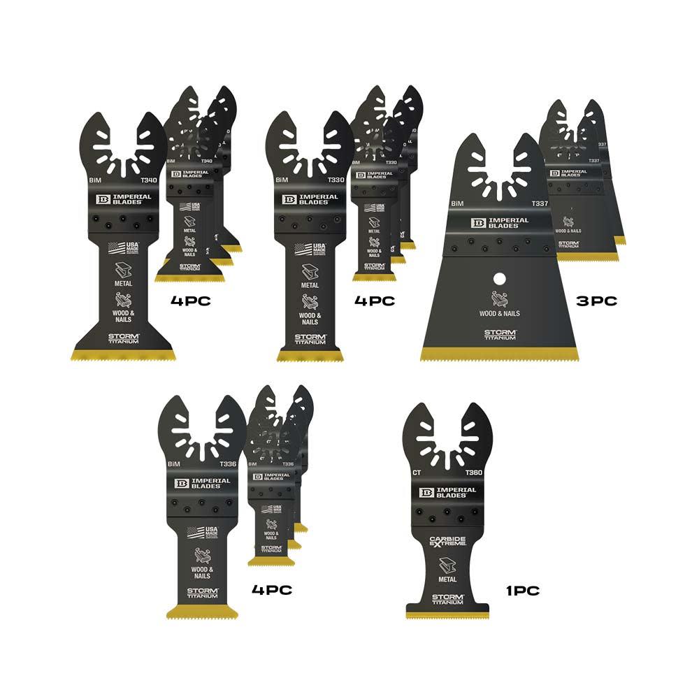 Imperial Blades One Fit Storm Titanium Metal/Wood Variety Pack 15PC Case + Free Carbide Blade - Ascmtools