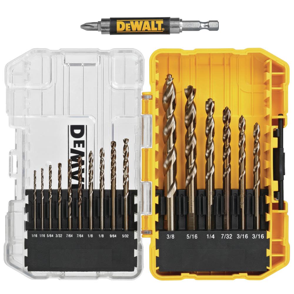 DEWALT 16pc Gold Ferrous Pilot Point Drill Bit Set - Ascmtools