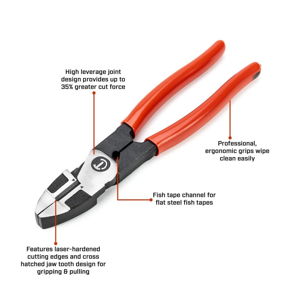 Crescent 9-1/2″ Z2 Dipped Lineman’s Pliers - Ascmtools