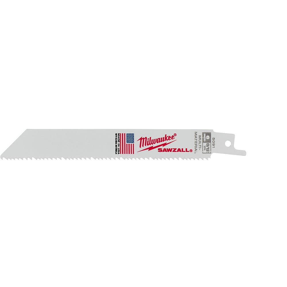 Milwaukee 6″ x 3/4″ x .050″ 8/12T Bi-Metal Recip Saw Blade - Ascmtools