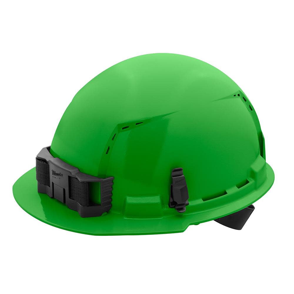 Milwaukee Hard Hat Green Front Brim Vented with 4pt Ratcheting Suspension Type 1 Class C - Ascmtools
