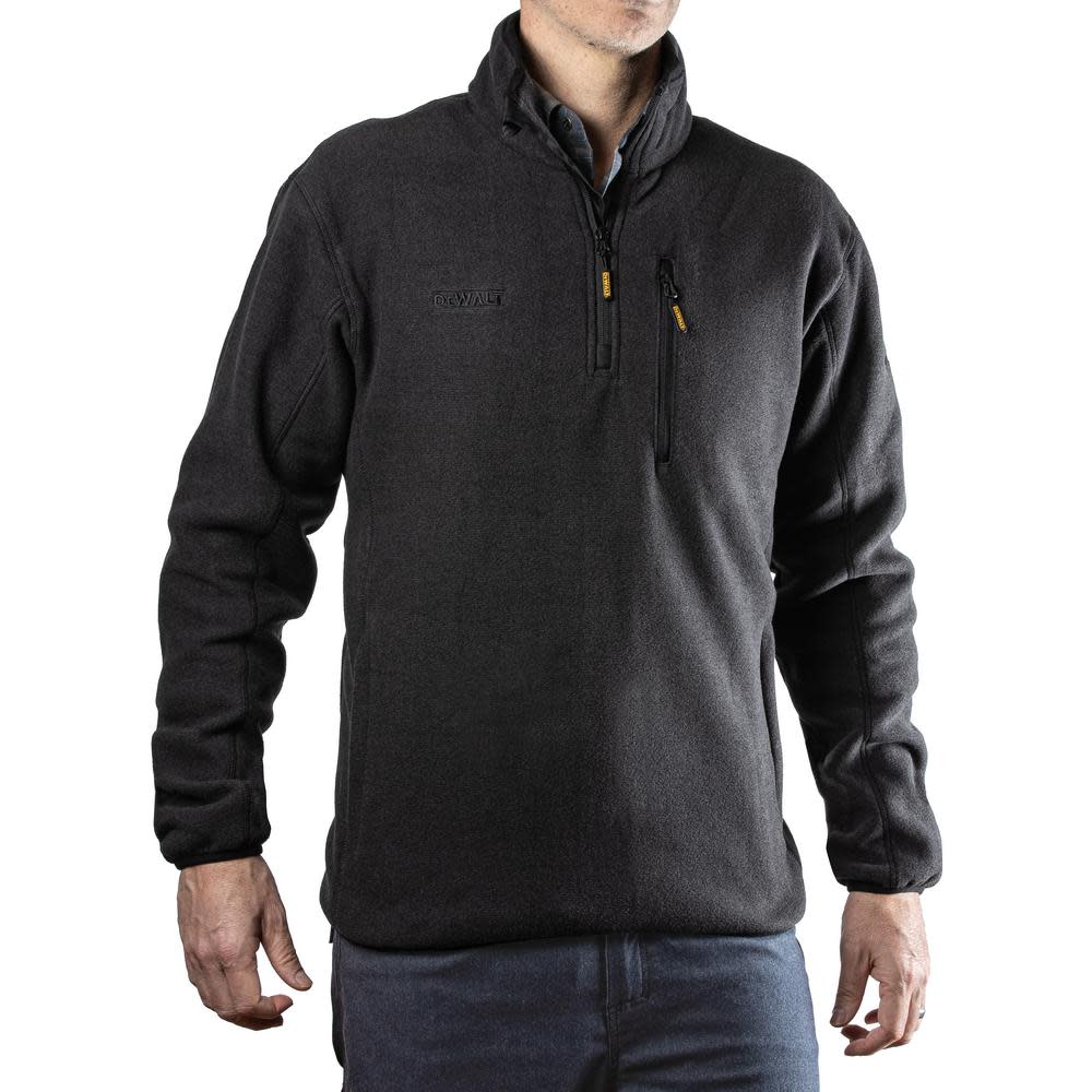 DEWALT 1/4 Zip Fleece Pullover Polyester Black 2X - Ascmtools