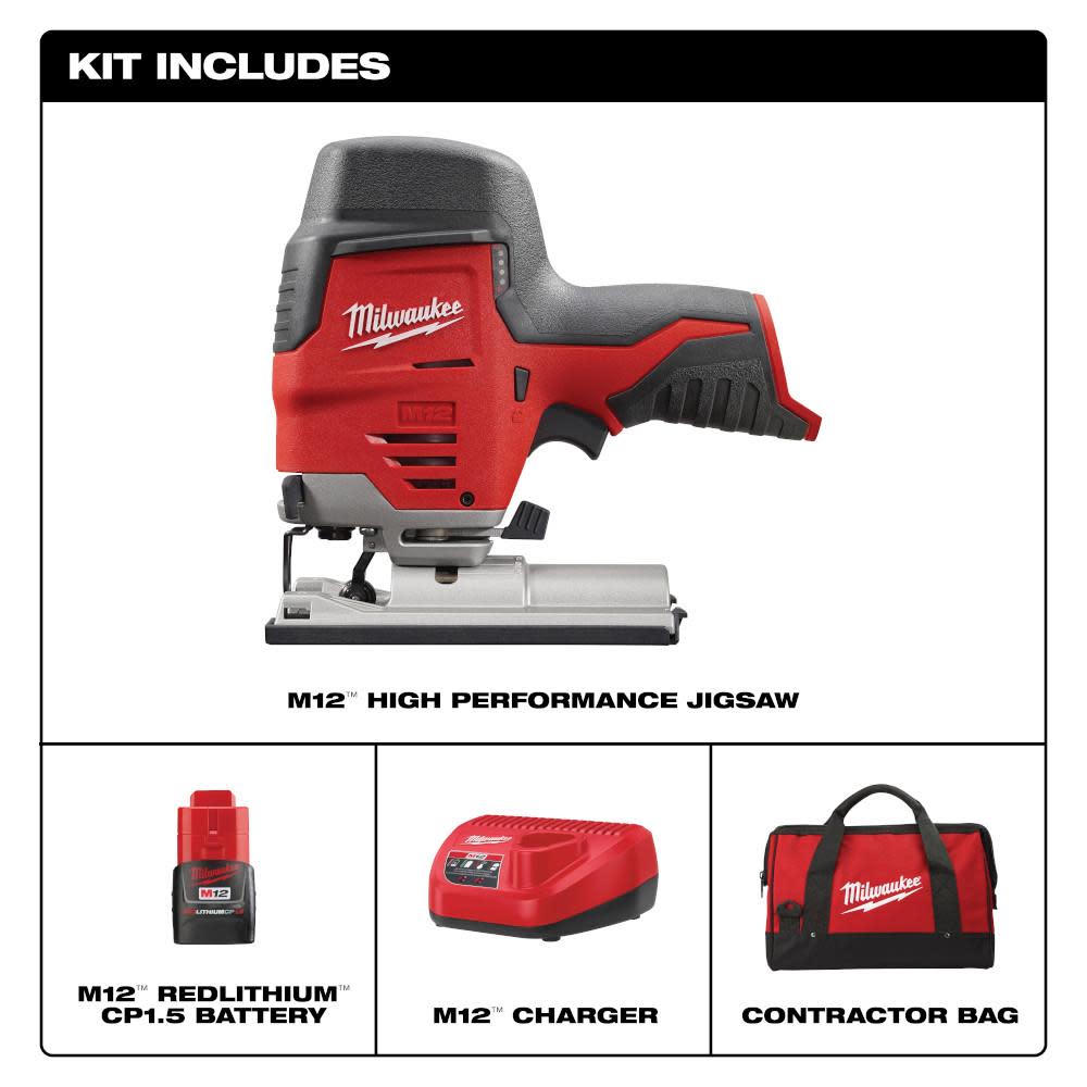 Milwaukee M12 Cordless High Performance Jig Saw Kit - Ascmtools