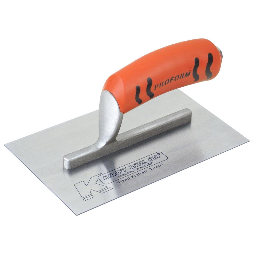 Kraft Tool Co 6-1/2 In. x 5 In. Carbon Steel Midget Trowel with ProForm Handle - Ascmtools