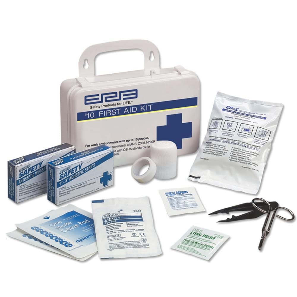 ERB 10 Person ANSI Premium First Aid Kit with Plastic Case - Ascmtools