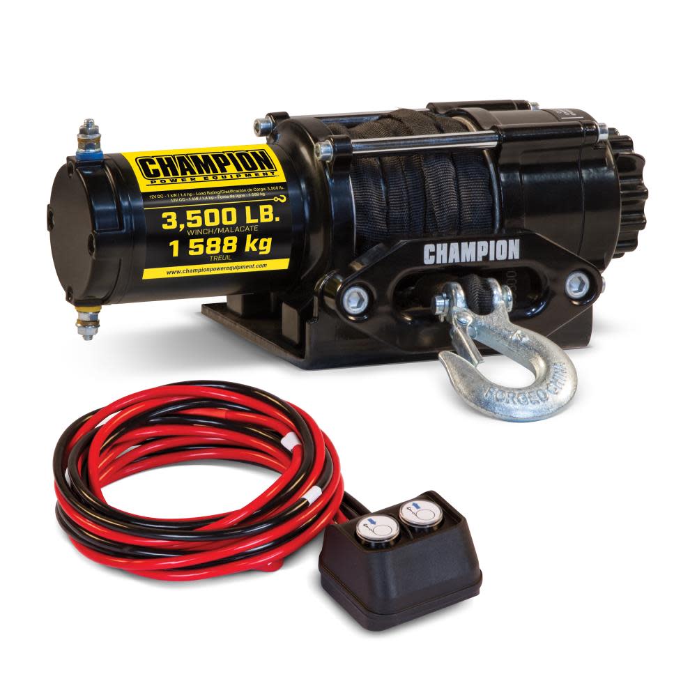 Champion Power Equipment 3500-lb. ATV/UTV Synthetic Rope Winch Kit - Ascmtools