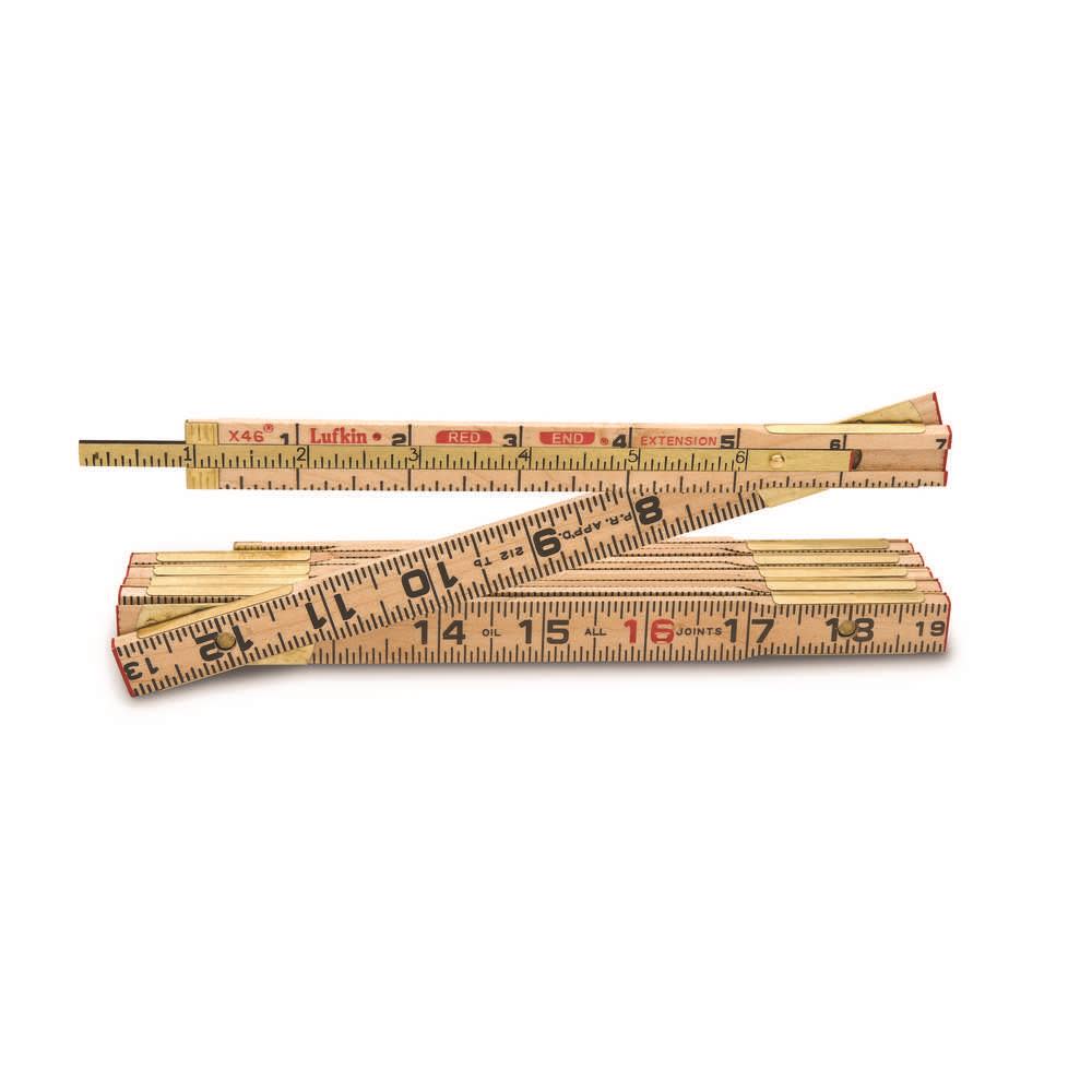 Crescent Lufkin 5/8″ x 6′ Red End Wood Rule with 6″ Slide Rule Extension - Ascmtools