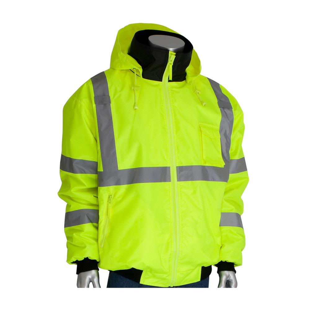Protective Industrial Products ANSI R3 Bomber Jacket Hi Vis Lime Yellow Small - Ascmtools