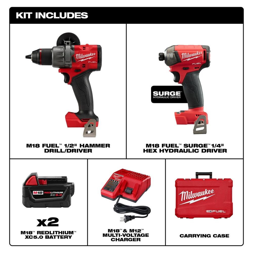 Milwaukee M18 FUEL 2 Tool Combo Kit - Ascmtools