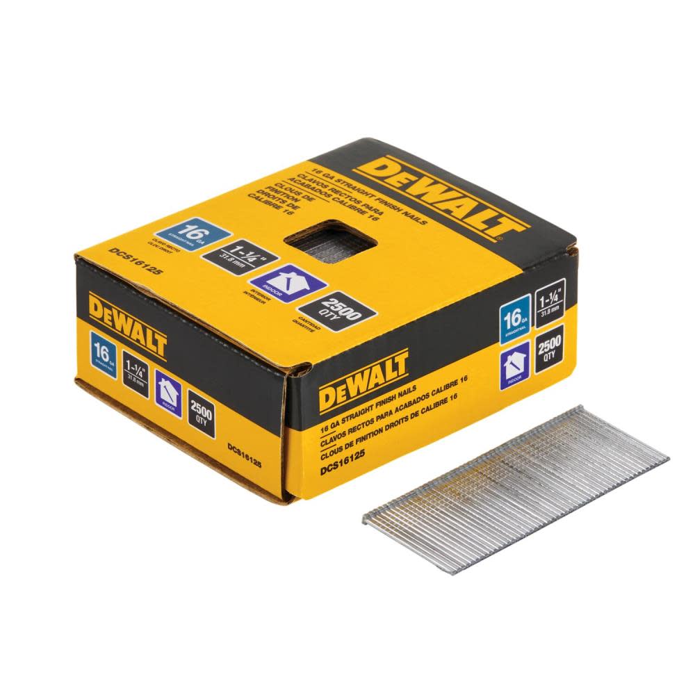 DEWALT 1-1/4 Straight 16 Gauge Finishing Nails (2500 pk) - Ascmtools