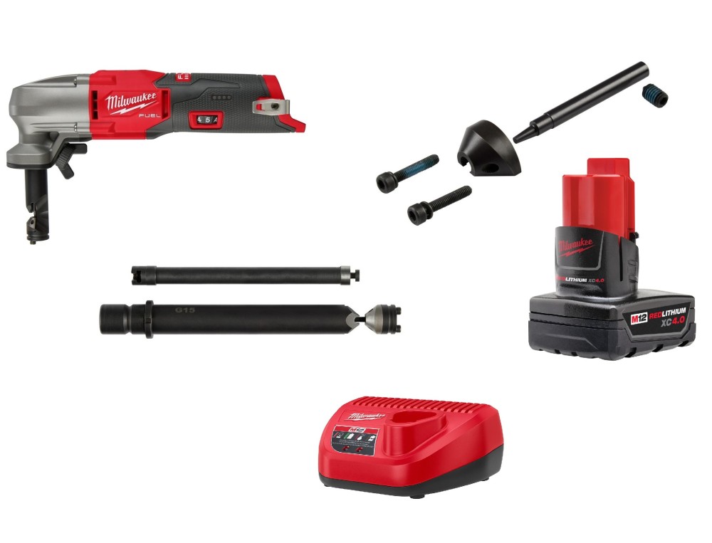 Milwaukee M12 FUEL Nibbler 16 Gauge Kit with Die & Die Holder Extension & Punch Bundle - Ascmtools
