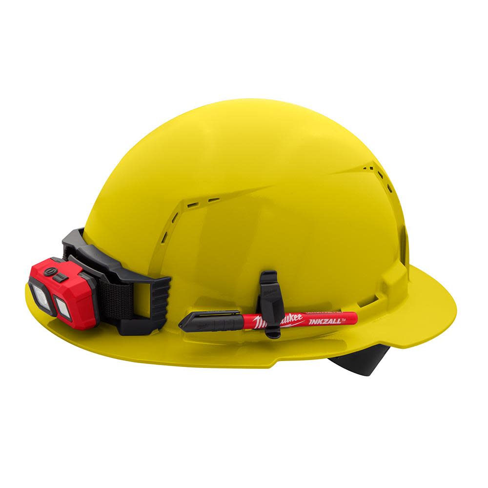 Milwaukee Yellow Full Brim Vented Hard Hat with 4pt Ratcheting Suspension Type 1 Class C - Ascmtools