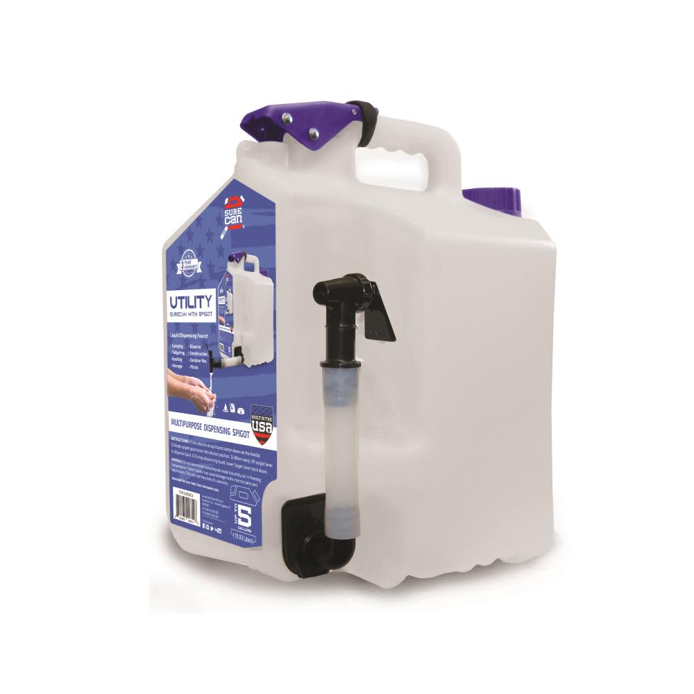 Surecan 5 Gallon 18.93 Liters Multipurpose Dispensing Utility Tank/Can with Spigot - Ascmtools