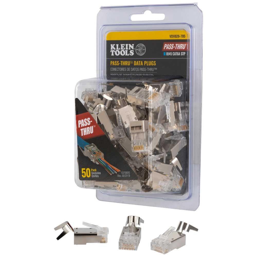 Klein Tools RJ45 CAT6A STP Pass Thru Plug 50pk - Ascmtools