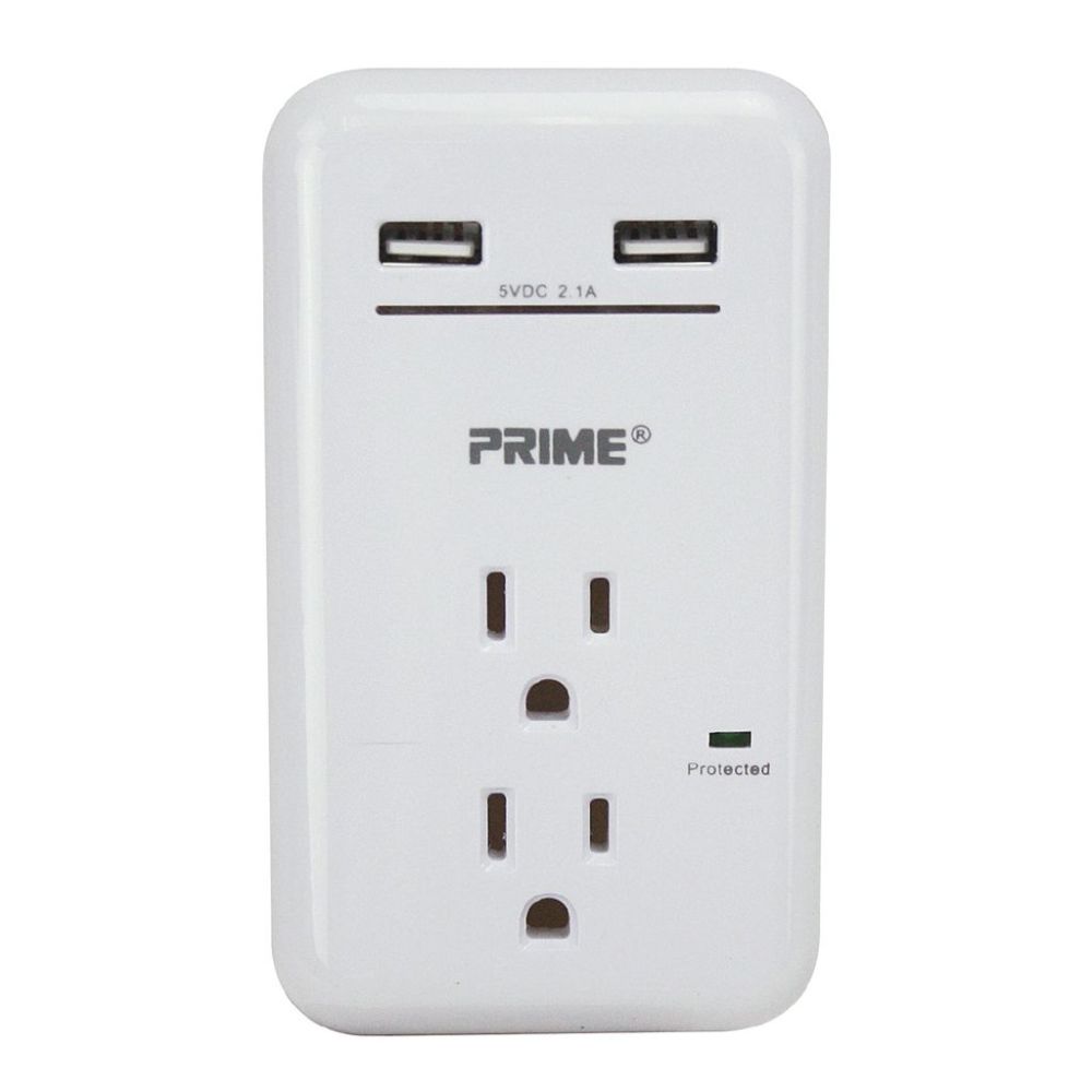 Prime 3 Prong 2 Outlet with 2 Port USB Charger - Ascmtools