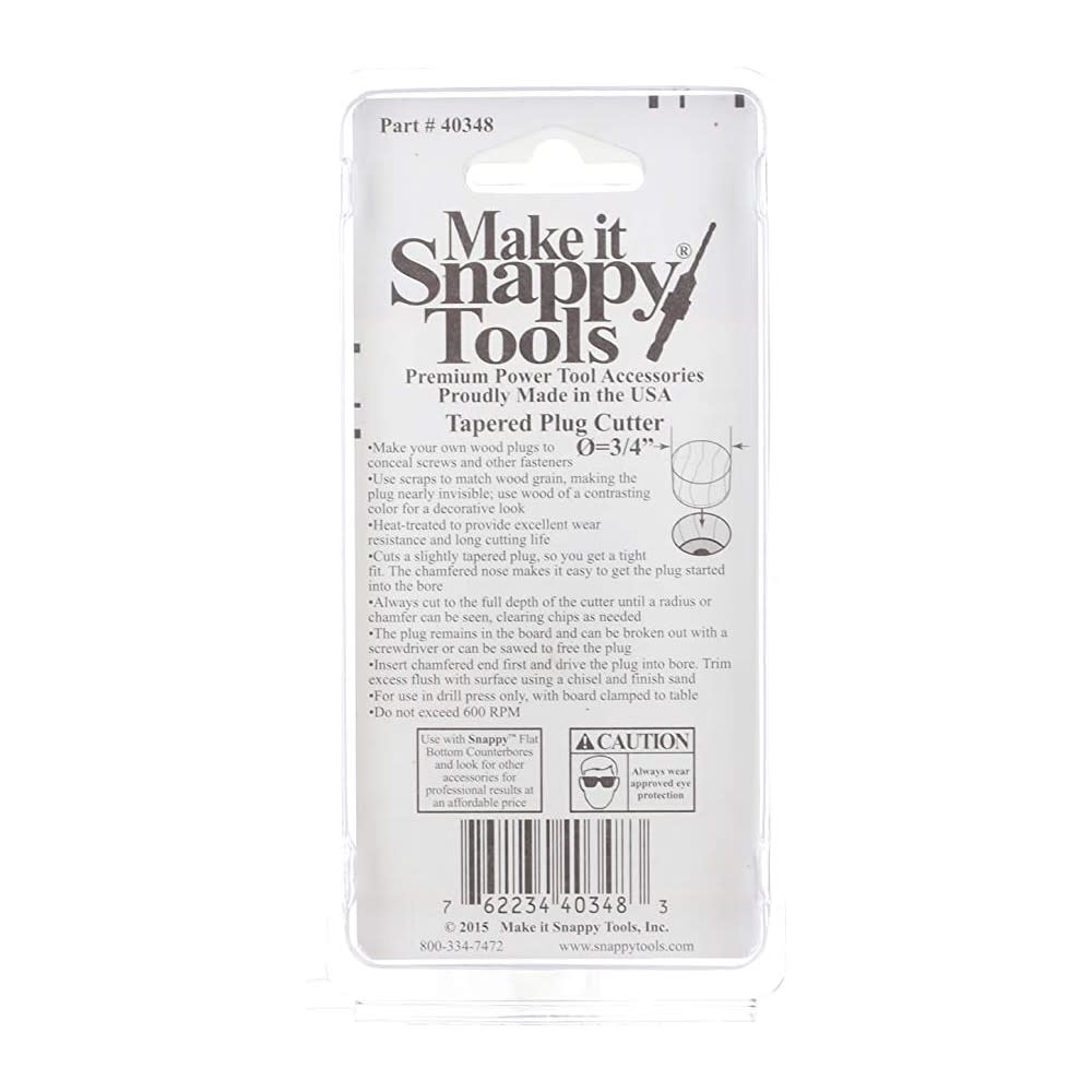 Make It Snappy Plug Cutter Tapered 3/4″ - Ascmtools