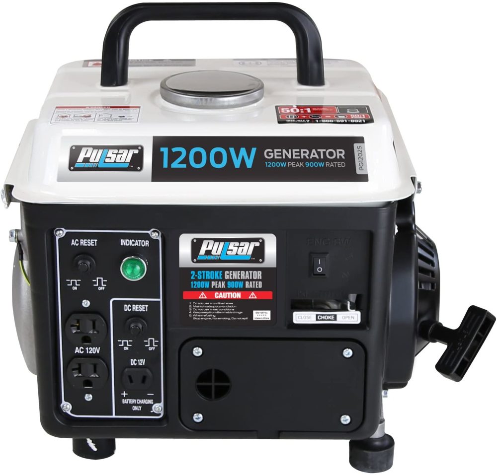 Pulsar Products Generator 120V 1200W 72cc 2 Stroke Gas/Oil Portable - Ascmtools