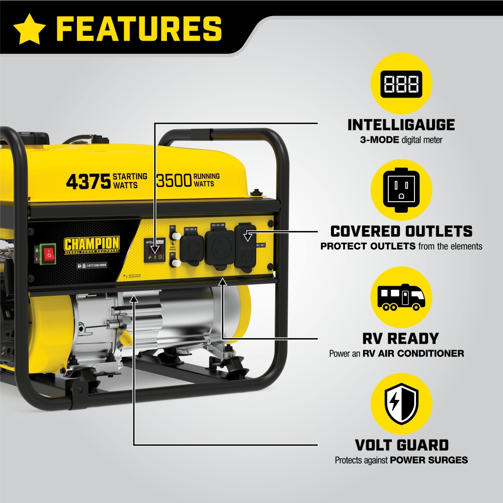 Champion Power Equipment Portable Generator 3500 Watt RV Ready - Ascmtools