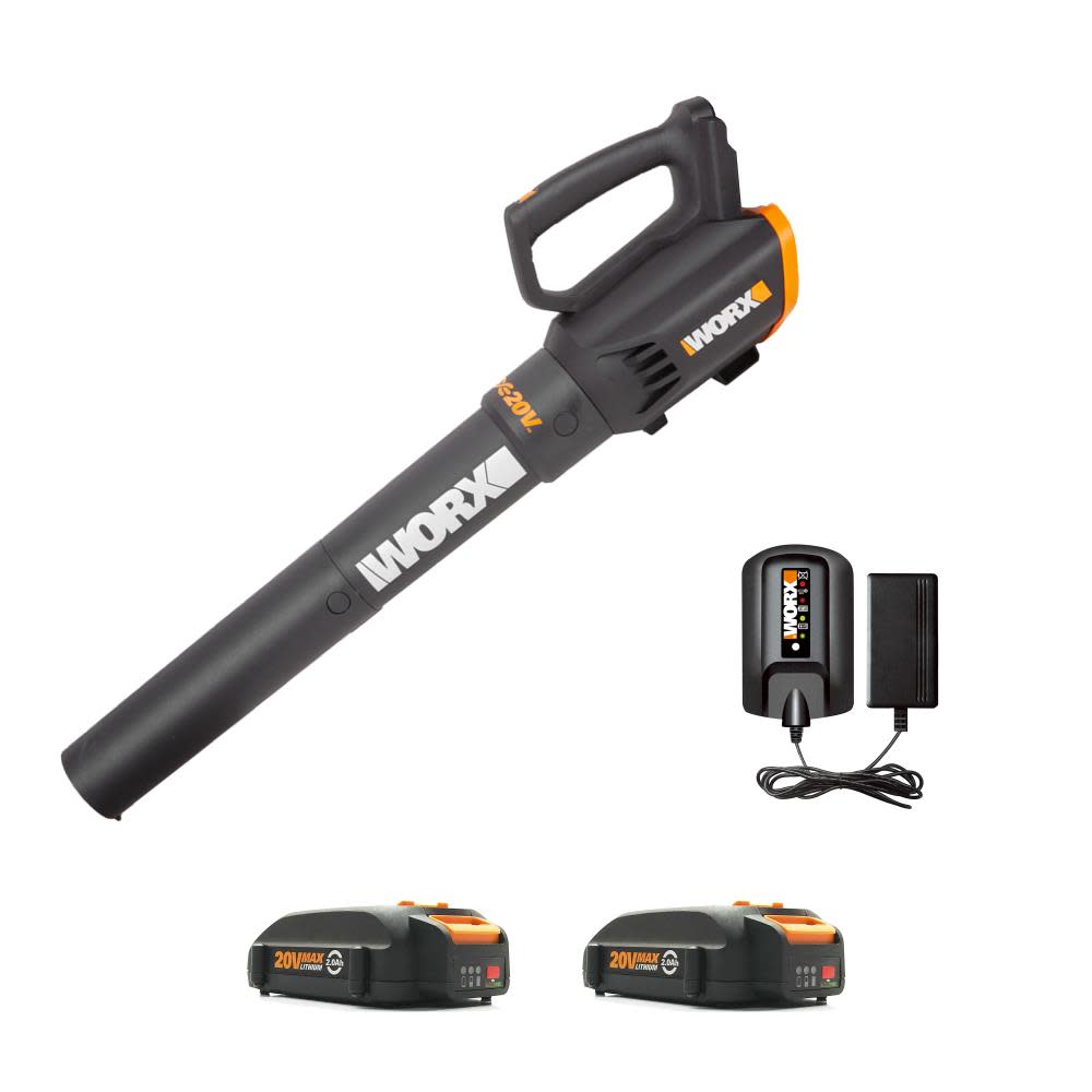 Worx 20V Power Share Turbine Cordless Two Speed Leaf Blower (2 Batteries) - Ascmtools
