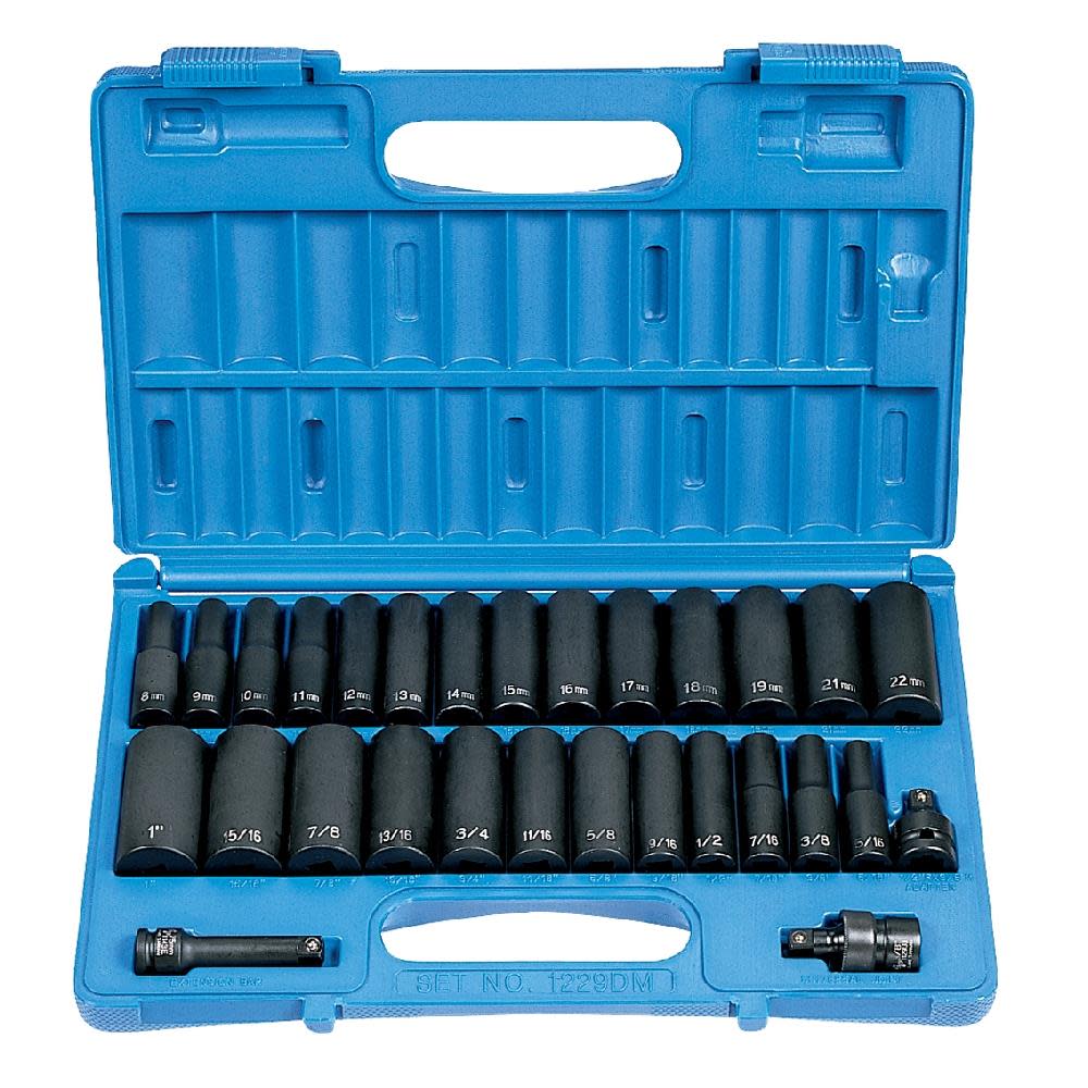 Grey Pneumatic 3/8″ Drive Deep Length Impact Set - Ascmtools