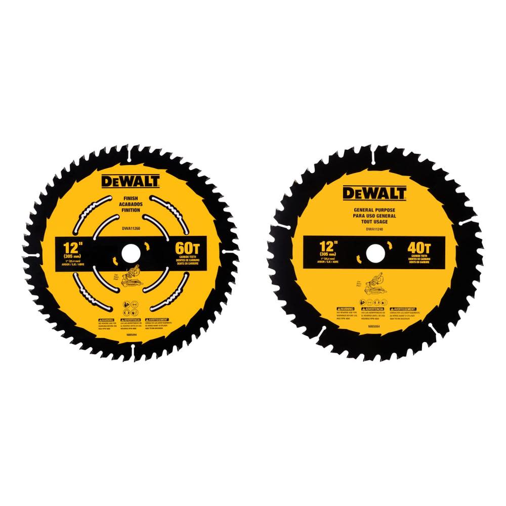 DEWALT 12″ 40T & 60T Circular Saw Blades 2pk - Ascmtools