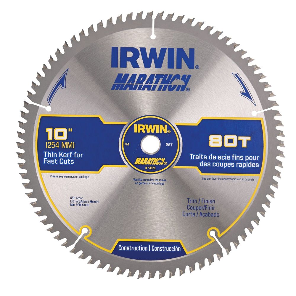 Irwin Marathon Carbide Table/Miter Circular Blade 10″ 80T - Ascmtools