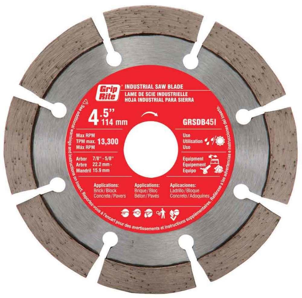 Grip Rite 4-1/2″ Wet or Dry Segmented Diamond Circular Saw Blade - Ascmtools