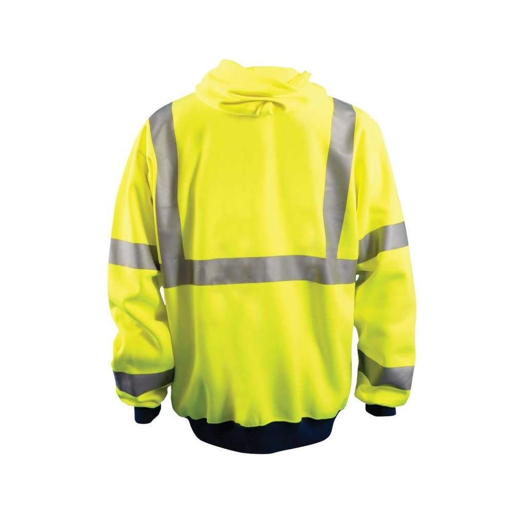 Occunomix Hi-Vis Yellow 9oz Class 3 Full Zip Hoodie Sweatshirt 3X - Ascmtools