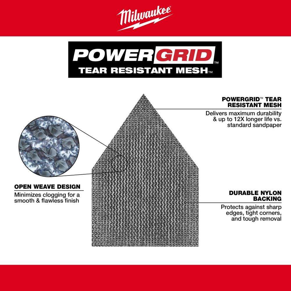 Milwaukee 400 Grit Mesh Sanding Sheets for M12 Orbital Detail Sander 12pk - Ascmtools