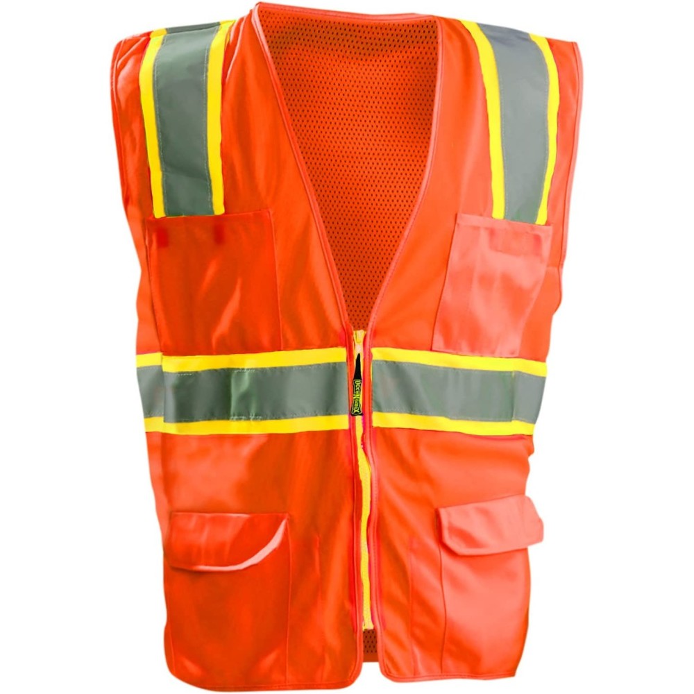 Occunomix Surveyor Safety Vest Orange High Visibility Classic Mesh 3X - Ascmtools