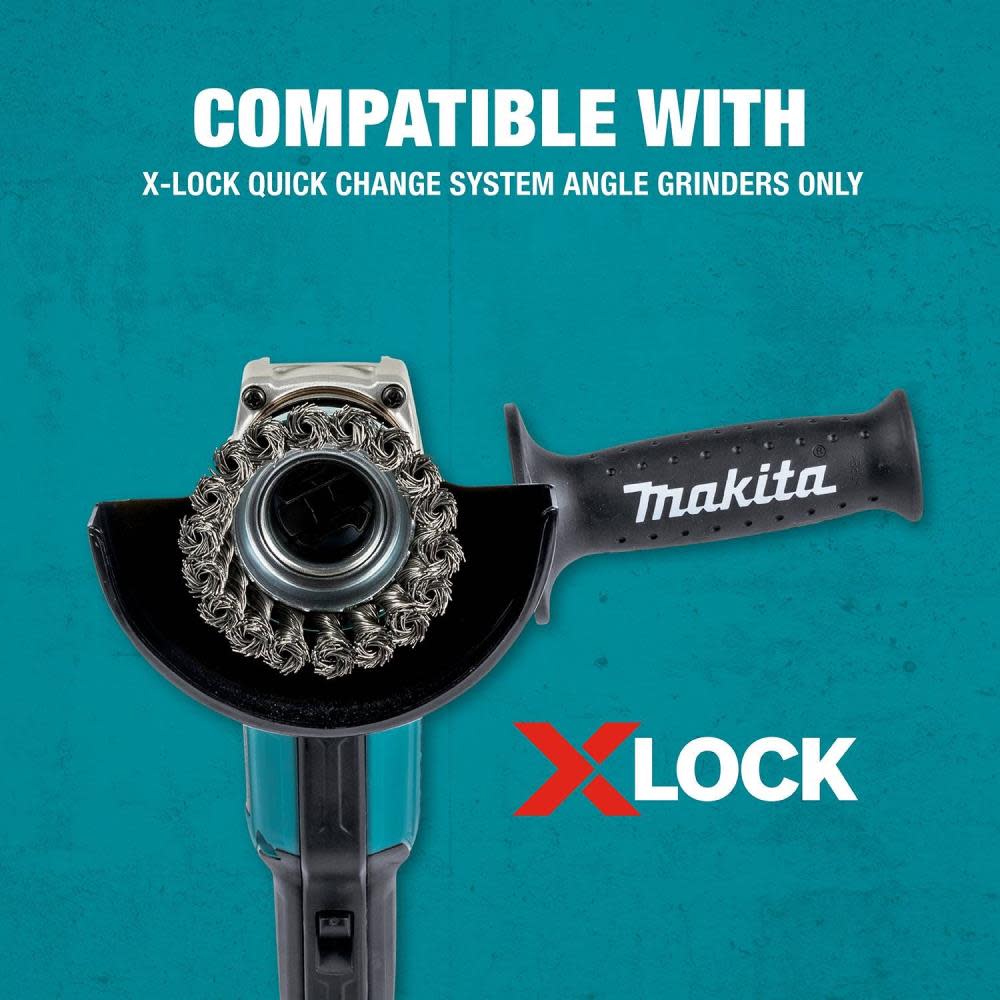 Makita X-LOCK 3-1/8″ Carbon Steel Knot Thin Wire Cup Brush - Ascmtools