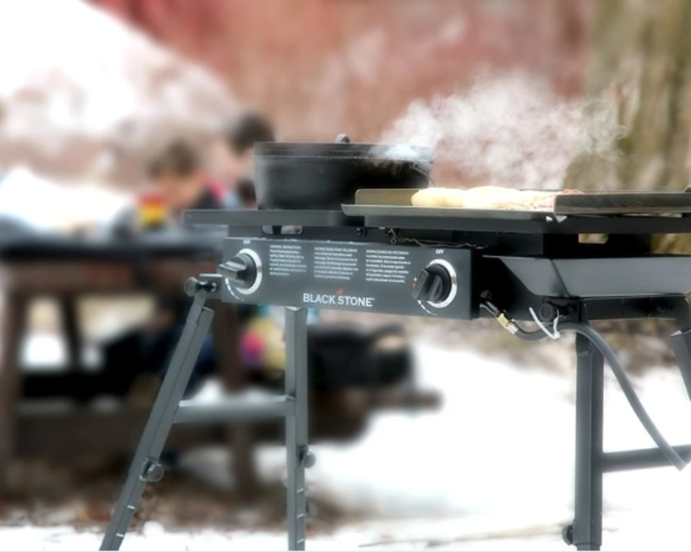 Blackstone Propane Gas Tailgater Combo in Black with Grill Box Two Burners and Griddle Plate 35000 BTU 1555 - Ascmtools