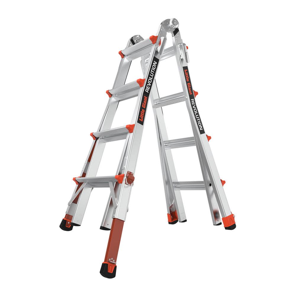 Little Giant Safety Revolution M17 Aluminum Type 1A 300lb Rated Telescoping Multi-Position Ladder with Ratchet Leg Leveler - Ascmtools