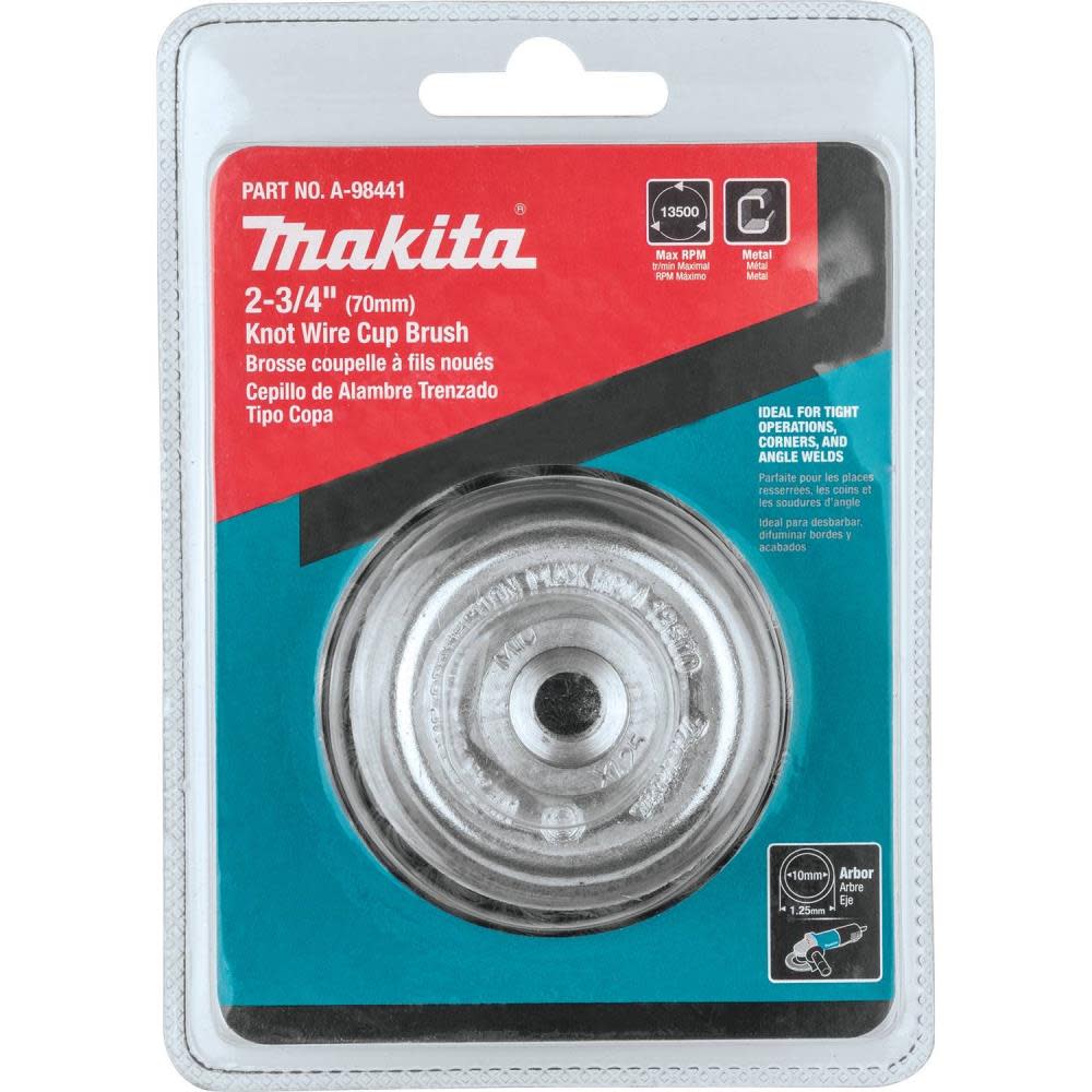 Makita 2-3/4″ Knot Wire Cup Brush M10 x 1.25 - Ascmtools