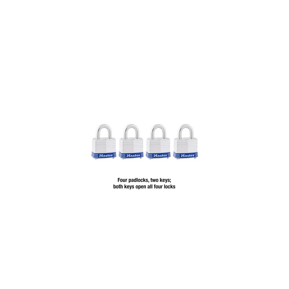Master Lock Padlock 1 9/16″ Keyed Alike Tumbler 4pk - Ascmtools