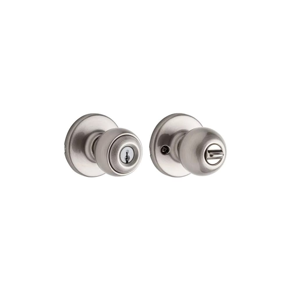Kwikset Satin Nickel Security Keyed Entry Exterior Polo Lockset Knob - Ascmtools