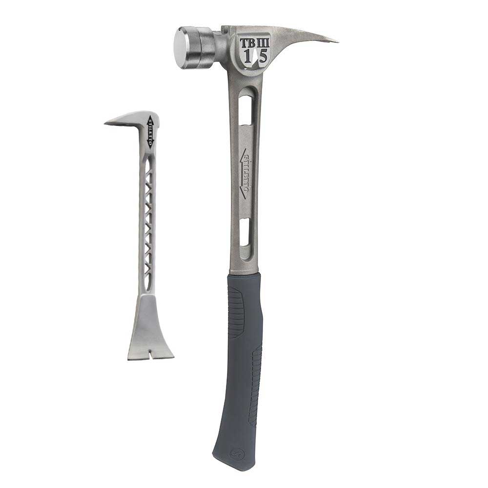 Stiletto Ti-Bone III Ti Hammer 15oz Smooth and 8-1/2″ Trimbar5 Combo - Ascmtools