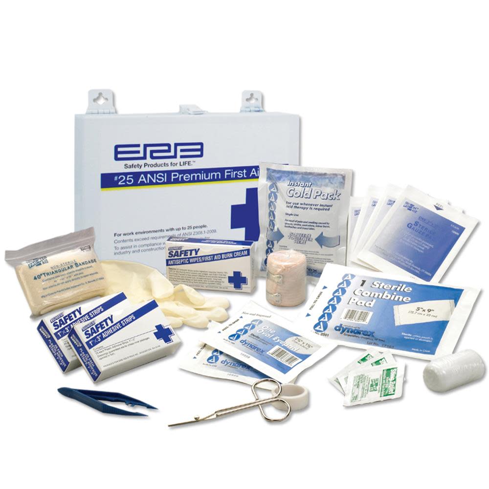 ERB 25 Person ANSI Premium First Aid Kit with Metal Case - Ascmtools