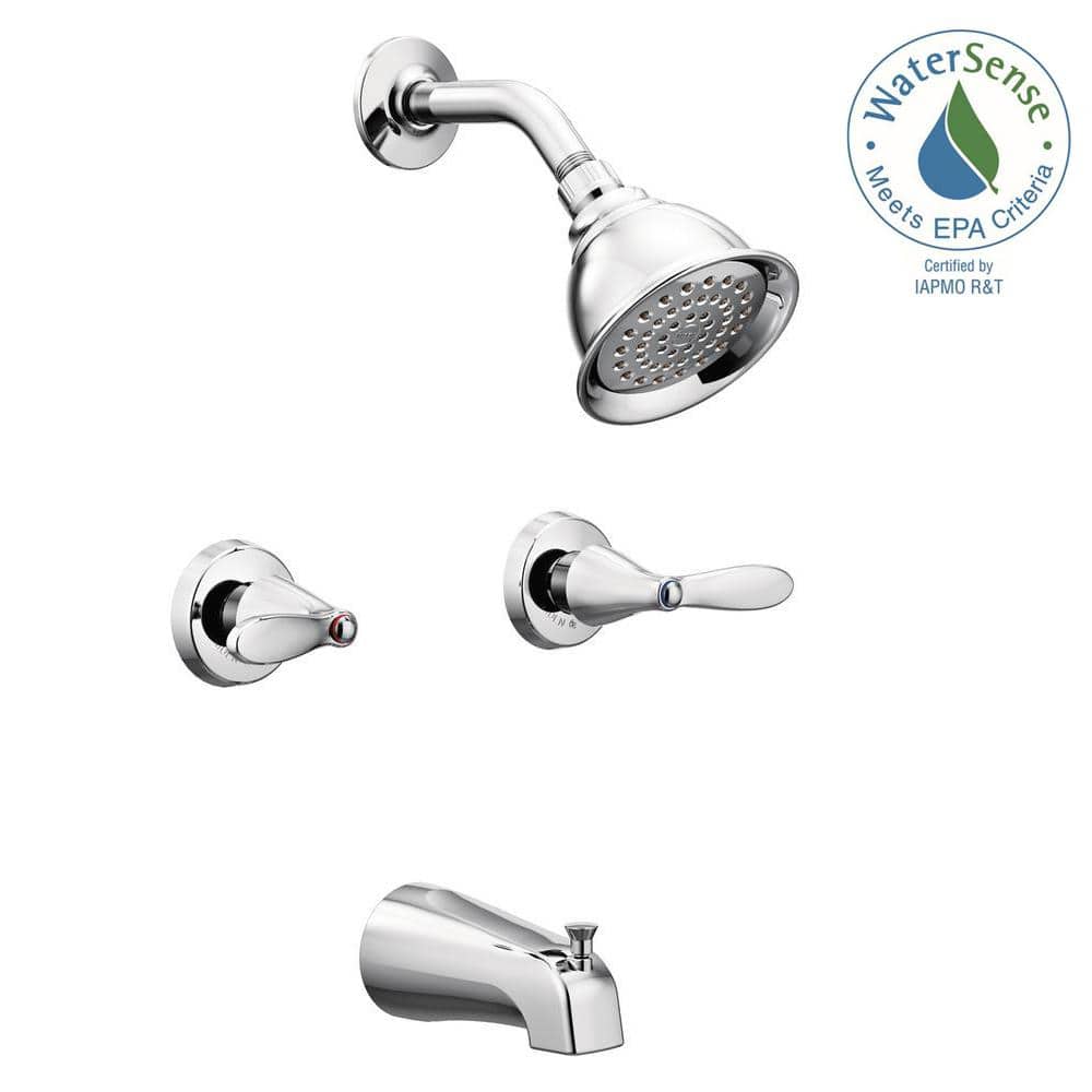 Moen Adler Tub/Shower Faucet 4″ Spray Head Chrome 2 Handle - Ascmtools
