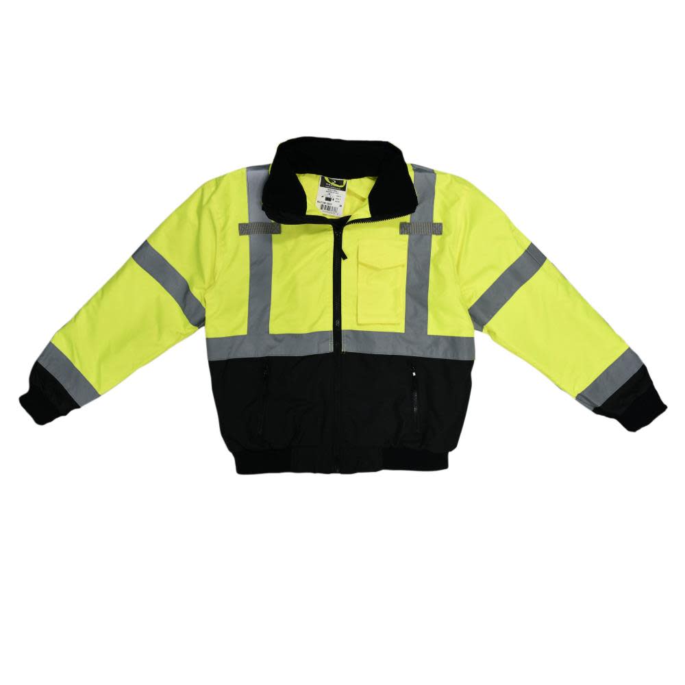Radians Class 3 Two in One High Visibility Bomber Safety Jacket Green Black Bottom 3X - Ascmtools