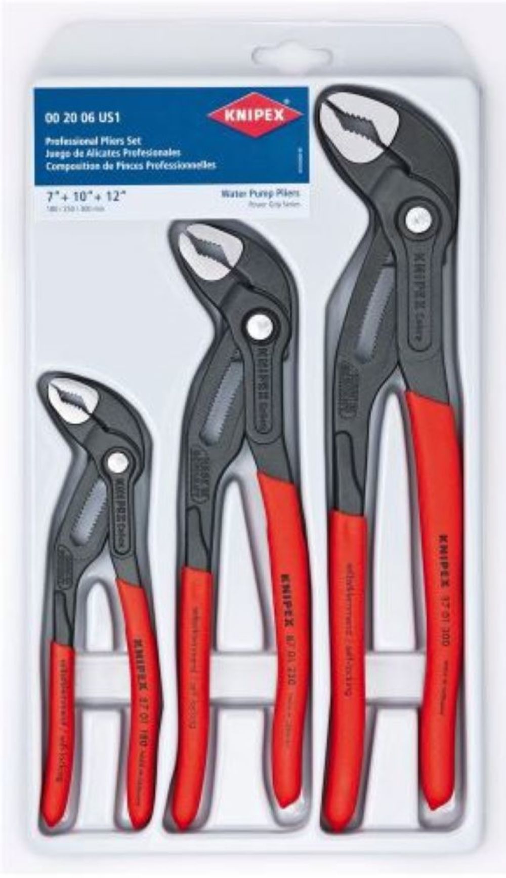 Knipex Cobra High Tech Water Pump Pliers Set 3pc - Ascmtools