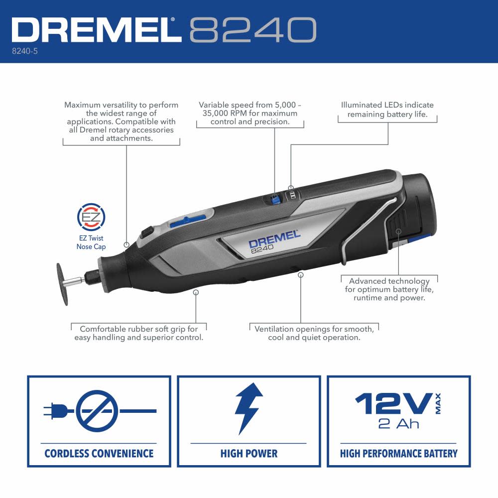 Dremel 12V Rotary Tool Cordless Kit - Ascmtools