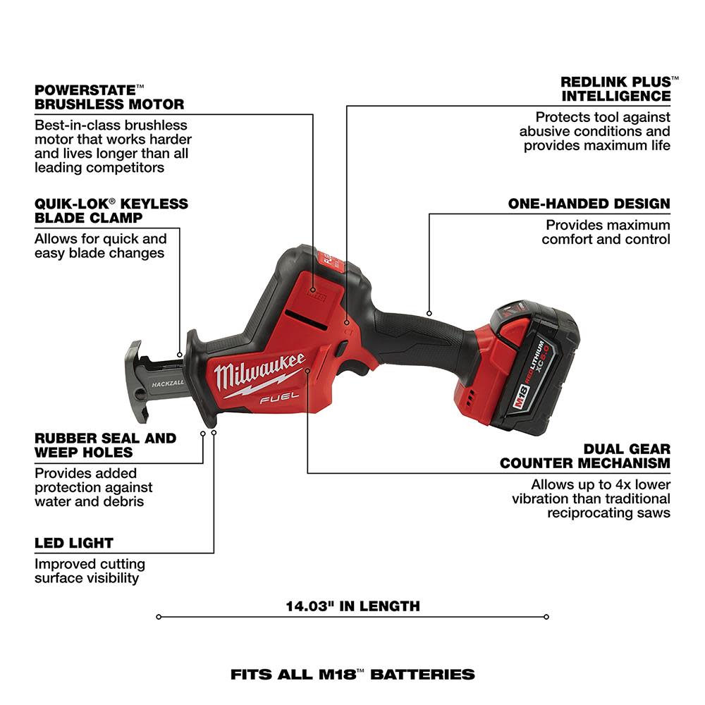 Milwaukee M18 FUEL HACKZALL Reciprocating Saw Kit - Ascmtools