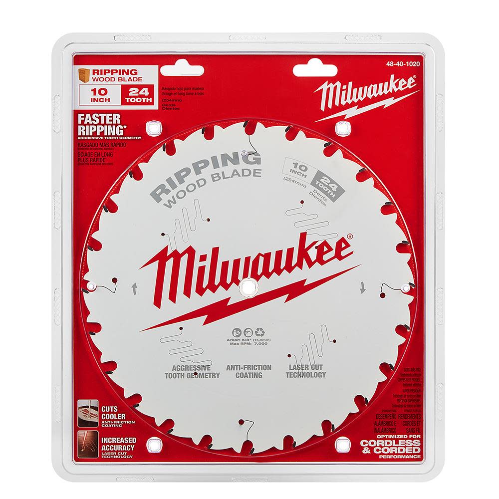 Milwaukee 10 in. 24T Ripping Circular Saw Blade - Ascmtools
