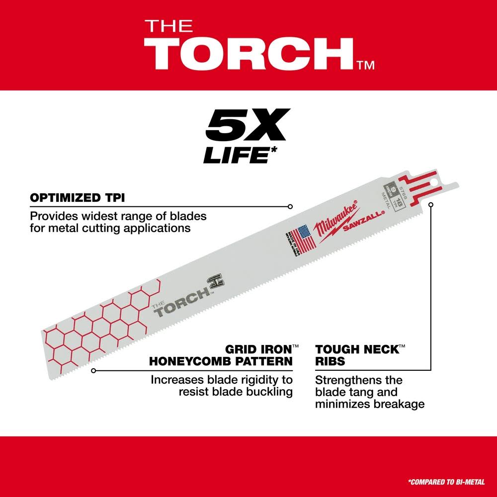 Milwaukee 6 in. 18 TPI THE TORCH SAWZALL Blade 25PK - Ascmtools