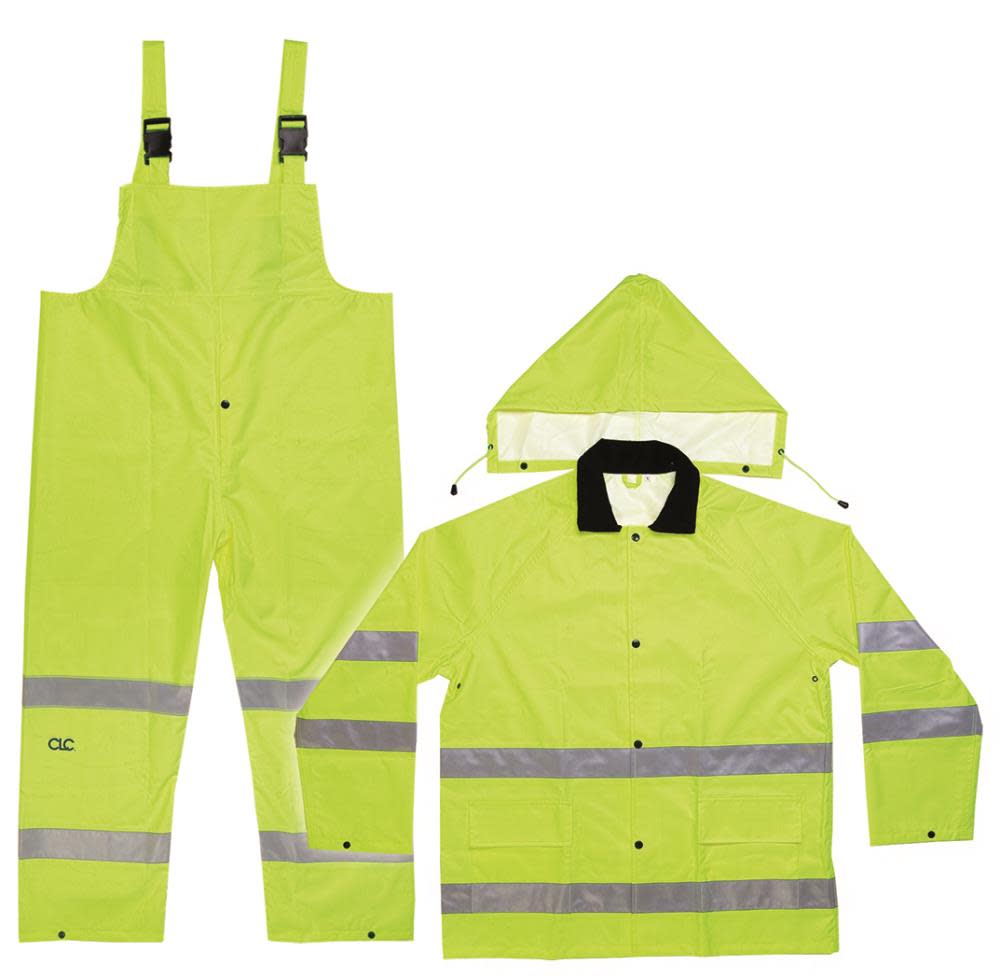 CLC 3 pc. ANSI Class 3 Polyester Rain Suit – 2X - Ascmtools
